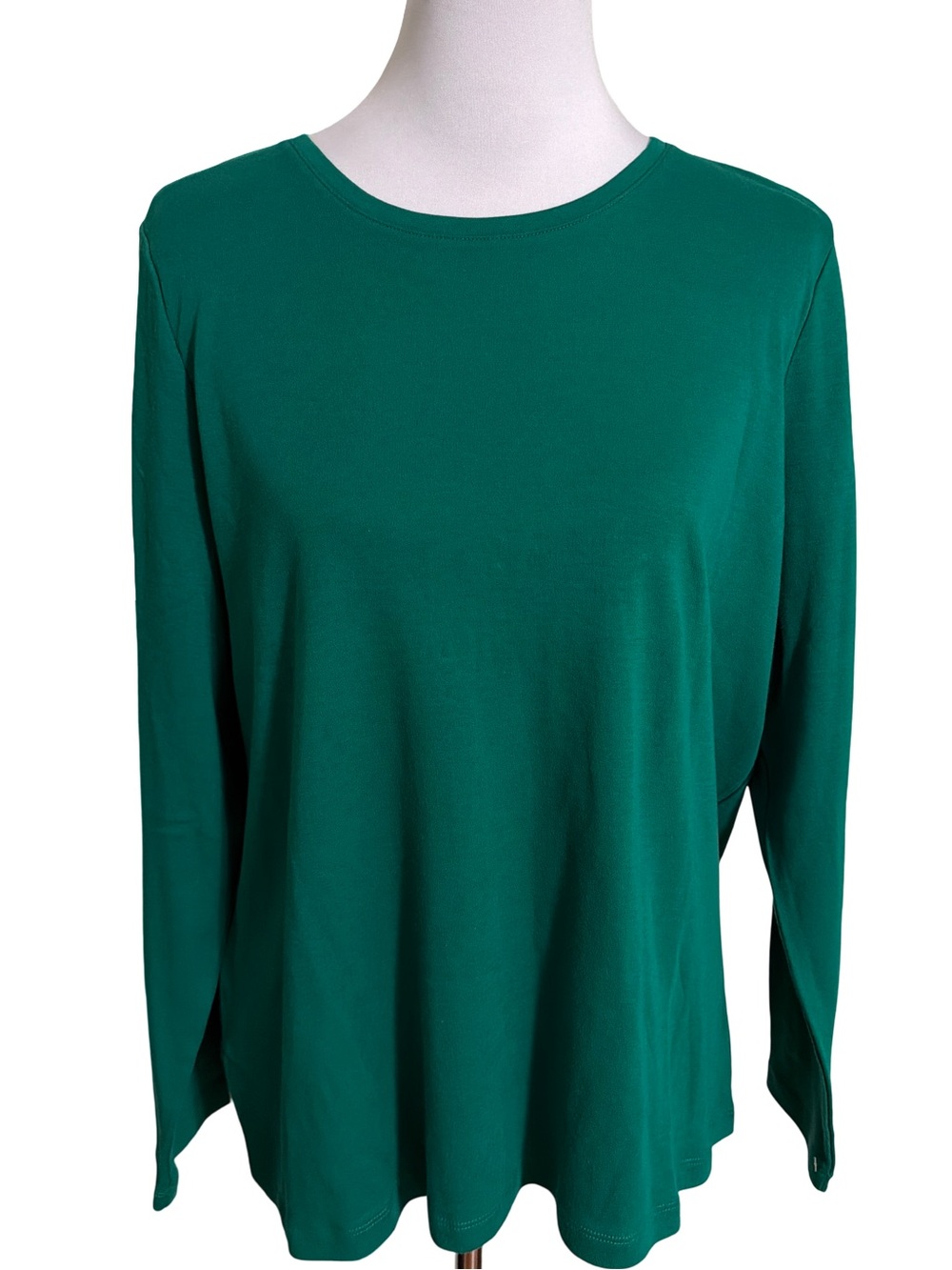 Kim Rogers Long Sleeve Crewneck Top Teal Green